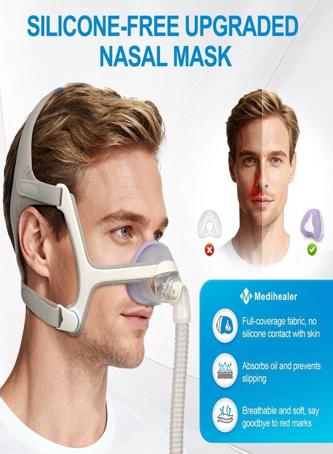 Medihealer 2 PCS Nasal Cushion for AirFit N20(M),1 pc Soft Fabric Nasal Cushion and 1 pc Velvet-Lined CPAP Nasal Mask Cushion for AirTouch N20, Soft Fabric for All Seasons, Velvet-Lined for Fall/Winter(Purple) - Image 3